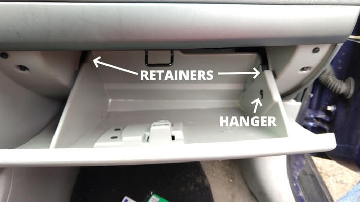 The open glove box.