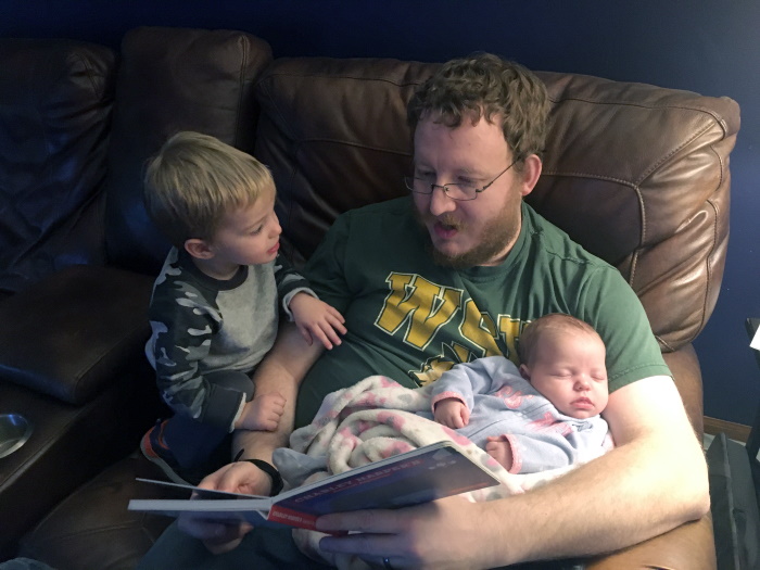 Me reading to both kids.