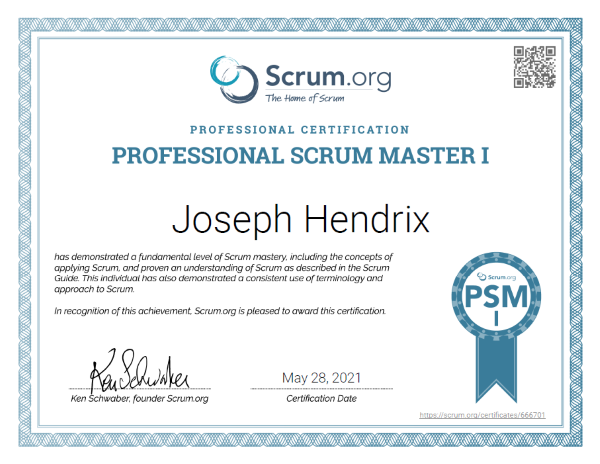 Scrum.org Professional Scrum Master I