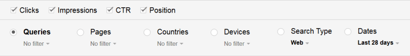 Google Search Analytics Options