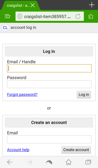 Fake Craiglist login page