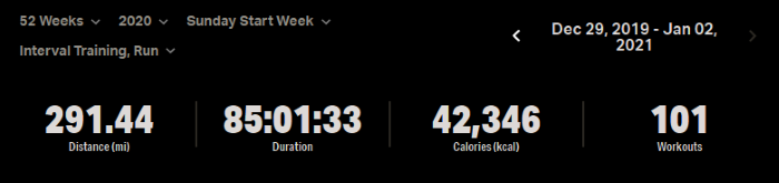 My stats on MapMyFitness for running over the past year.