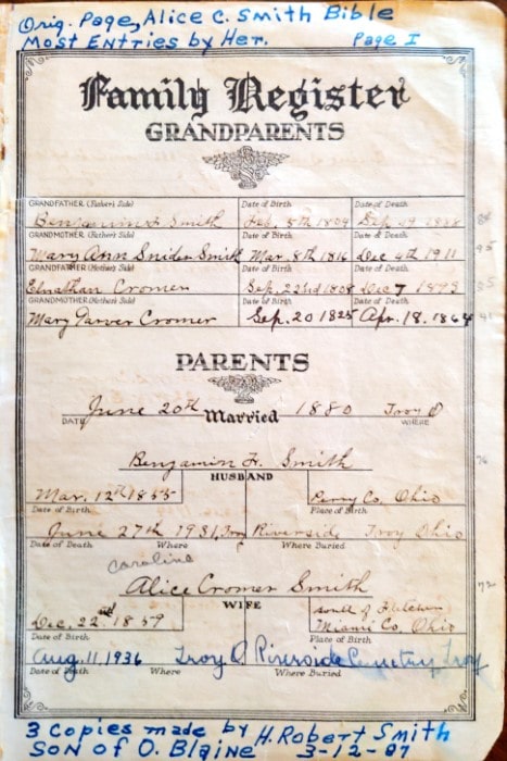 The Family Register Page