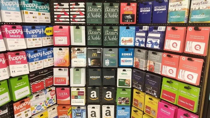 Gift card rack at my local Kroger store.