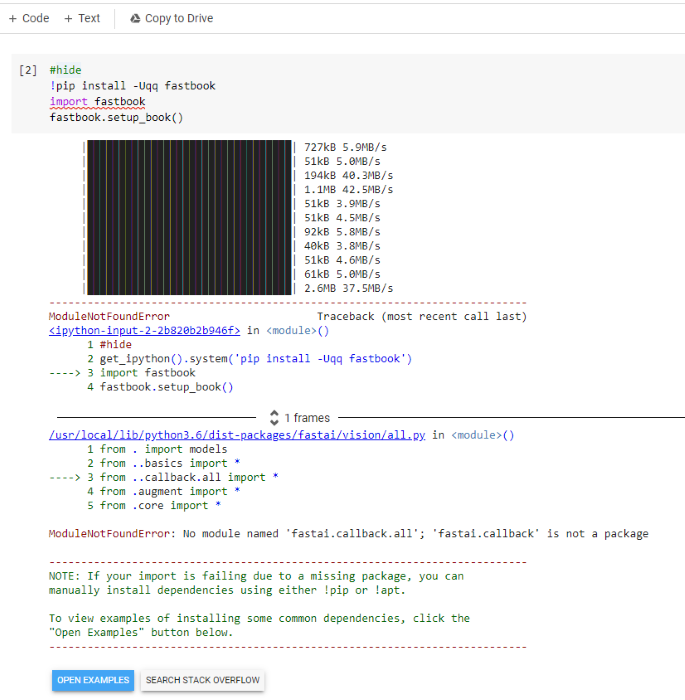 fast.ia ModuleNotFoundError in Google Colab