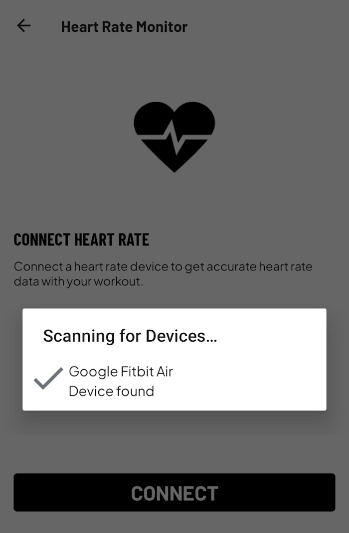 MapMyFitness "seeing" the Fitbit Air as a heart rate monitor