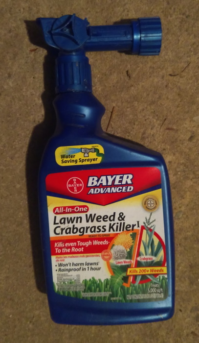What I used: Bayer Advanced All-in-One Lawn Weed & Crabgrass Killer