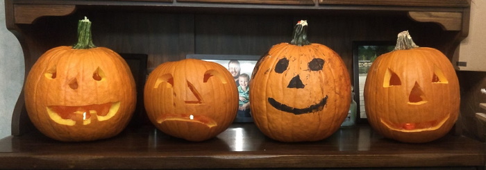 The pumpkins carved and painted.