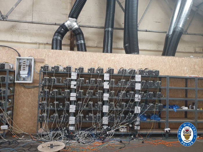 The illegal bitcoin mining farm. Picture taken by the West Midlands police.
