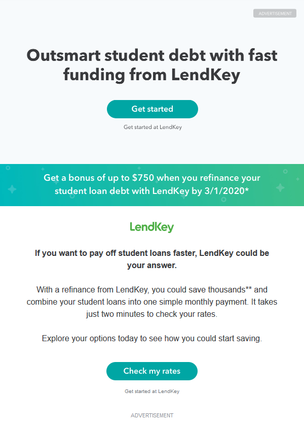 LendKey Email from Mint
