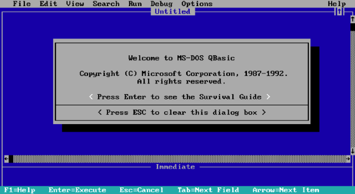 QBasic's splash screen.