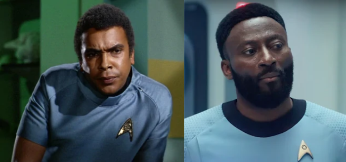 Left: Booker Bradshaw as Dr. M'Benga; Right: Babs Olusanmokun as Dr. M'Benga
